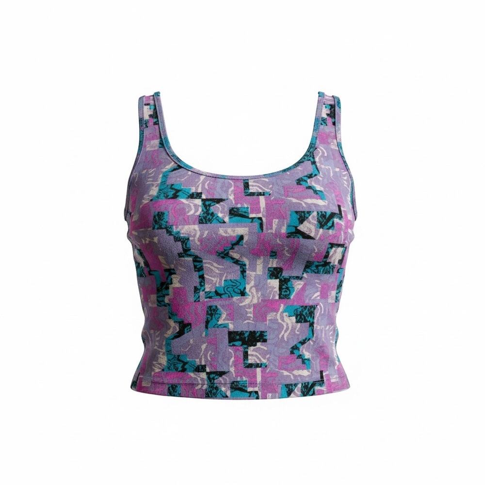 Vtg 80s The body co fitted cropped y2k tank top